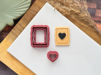 Romantic Frame Clay Cutter Set, 3 Frame Designs + 1 Mini Heart | Valentine's Cutters | 6 Sizes-Valentines Clay Cutters