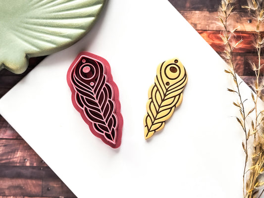 Peacock Feather Clay Cutter, Detailed Bohemian Style For Polymer Clay And Fondant, 5 Sizes, UK Made-Boho Clay Cutters