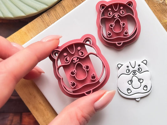 Hamster shaped polymer clay cutter UK-made for fondant and jewellery making, 5 sizes available