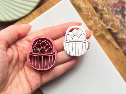 Easter egg basket polymer clay cutter available in 5 sizes from 2.5cm to 5.1cm
