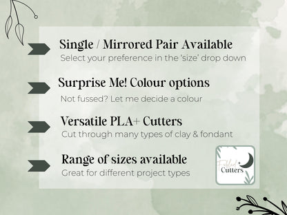 Sea Turtle Clay Cutter, Floral Folk Art Design, Single & Mirrored Pairs-Summer Clay Cutters