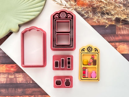 Botantical Book Shelf Cutter Set | Floral Bookcase | Polymer Clay Tools-Floral Clay Cutters