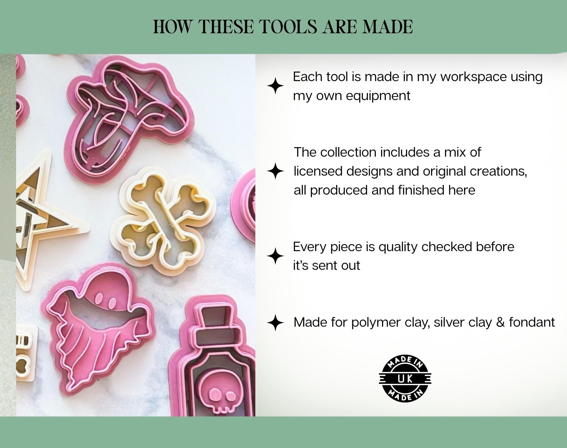 Botantical Book Shelf Cutter Set | Floral Bookcase | Polymer Clay Tools-Floral Clay Cutters