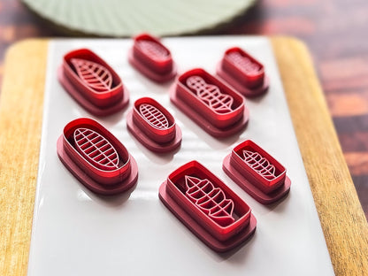 Framed Rectangular Leaf Clay Cutter Set, 4 Shapes & 4 Different Leaves-Animal & Nature Cutters