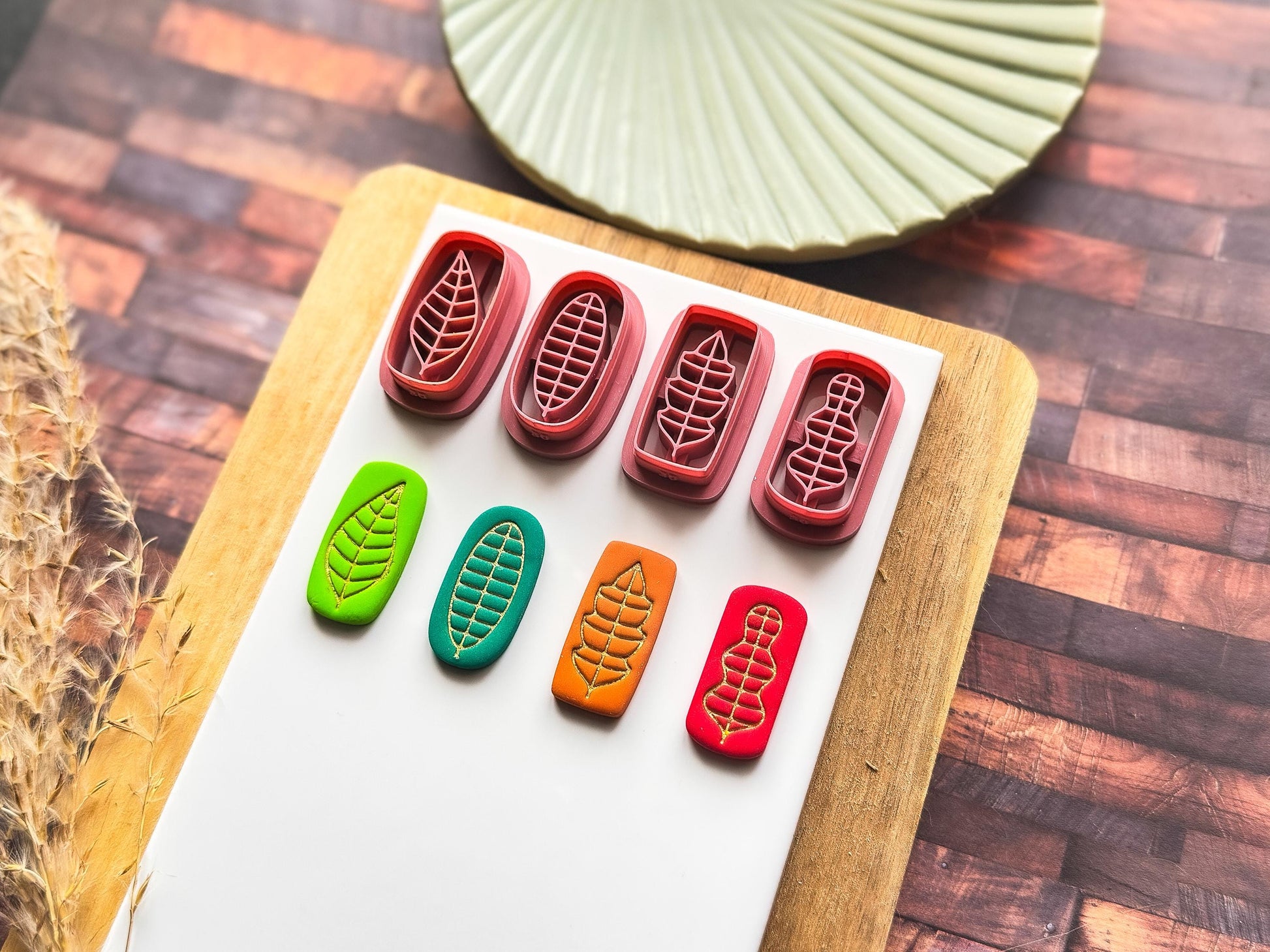 Framed Rectangular Leaf Clay Cutter Set, 4 Shapes & 4 Different Leaves-Animal & Nature Cutters