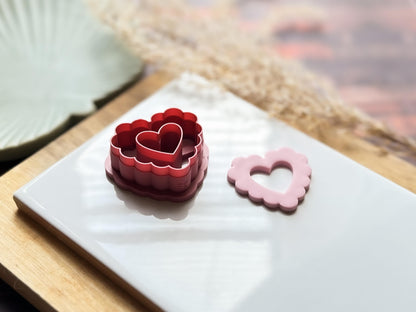 Scalloped Heart Clay Cutter - Donut | Polymer Clay Cutting Tools | Fondant | 6 Sizes | UK Made-Valentines Clay Cutters