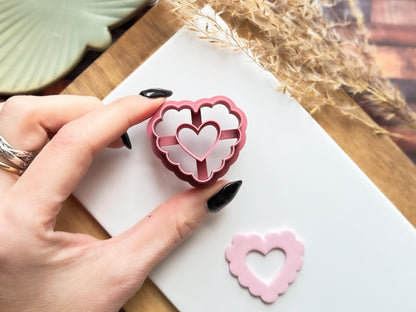 Scalloped Heart Clay Cutter - Donut | Polymer Clay Cutting Tools | Fondant | 6 Sizes | UK Made-Valentines Clay Cutters