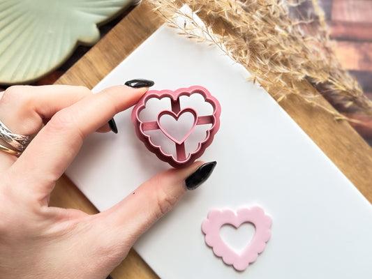 Scalloped Heart Clay Cutter - Donut | Polymer Clay Cutting Tools | Fondant | 6 Sizes | UK Made-Valentines Clay Cutters