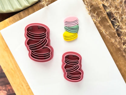 Stacked macaron shaped cutters for polymer clay, silver clay, ceramic clay and fondant