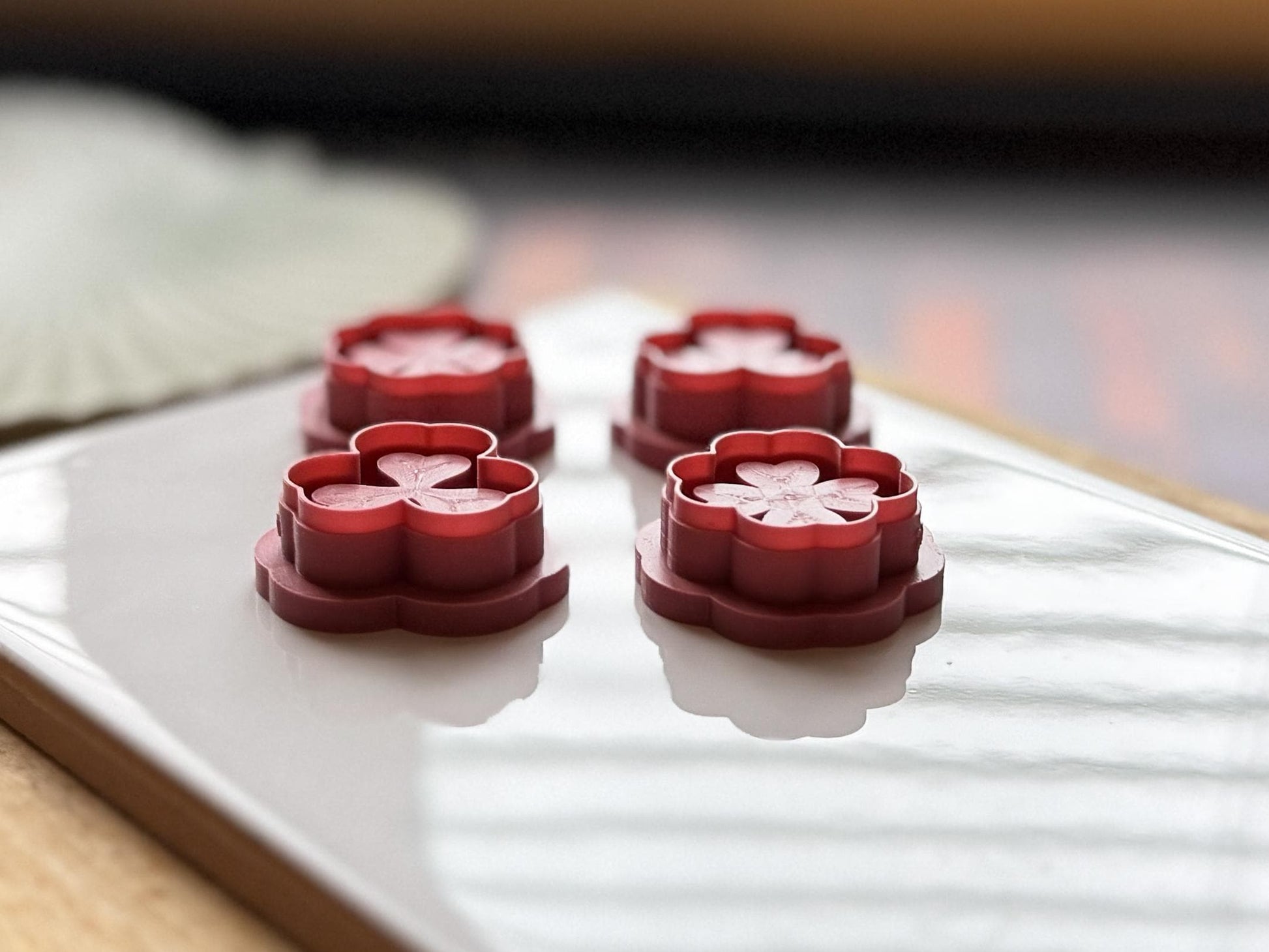 Debossing Clover Leaf Clay Cutter Set, Mixture of 4 Leaf & 3 Leaf Designs-Animal & Nature Cutters