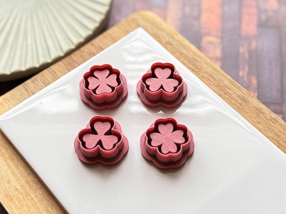 Debossing Clover Leaf Clay Cutter Set, Mixture of 4 Leaf & 3 Leaf Designs-Animal & Nature Cutters