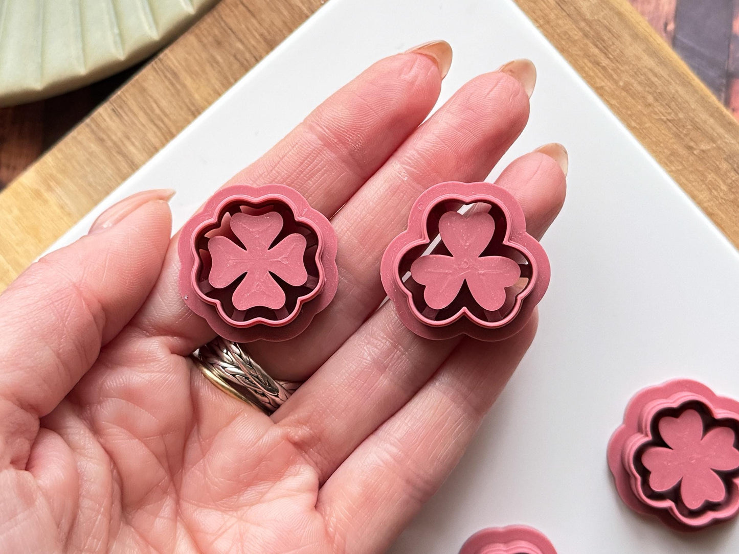 Debossing Clover Leaf Clay Cutter Set, Mixture of 4 Leaf & 3 Leaf Designs-Animal & Nature Cutters