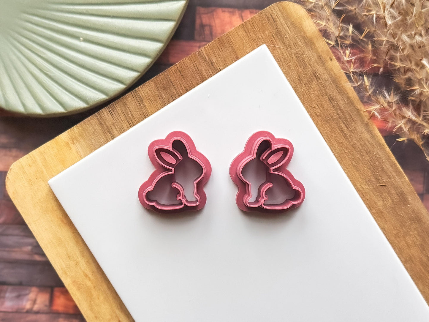 pair of small rabbit clay cutters for clay earring making