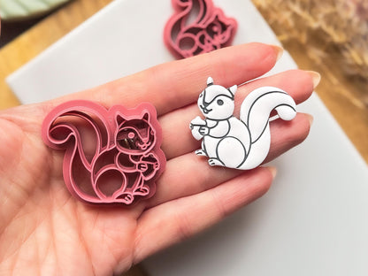 UK-made squirrel cutter for fondant and clay crafts with acorn design