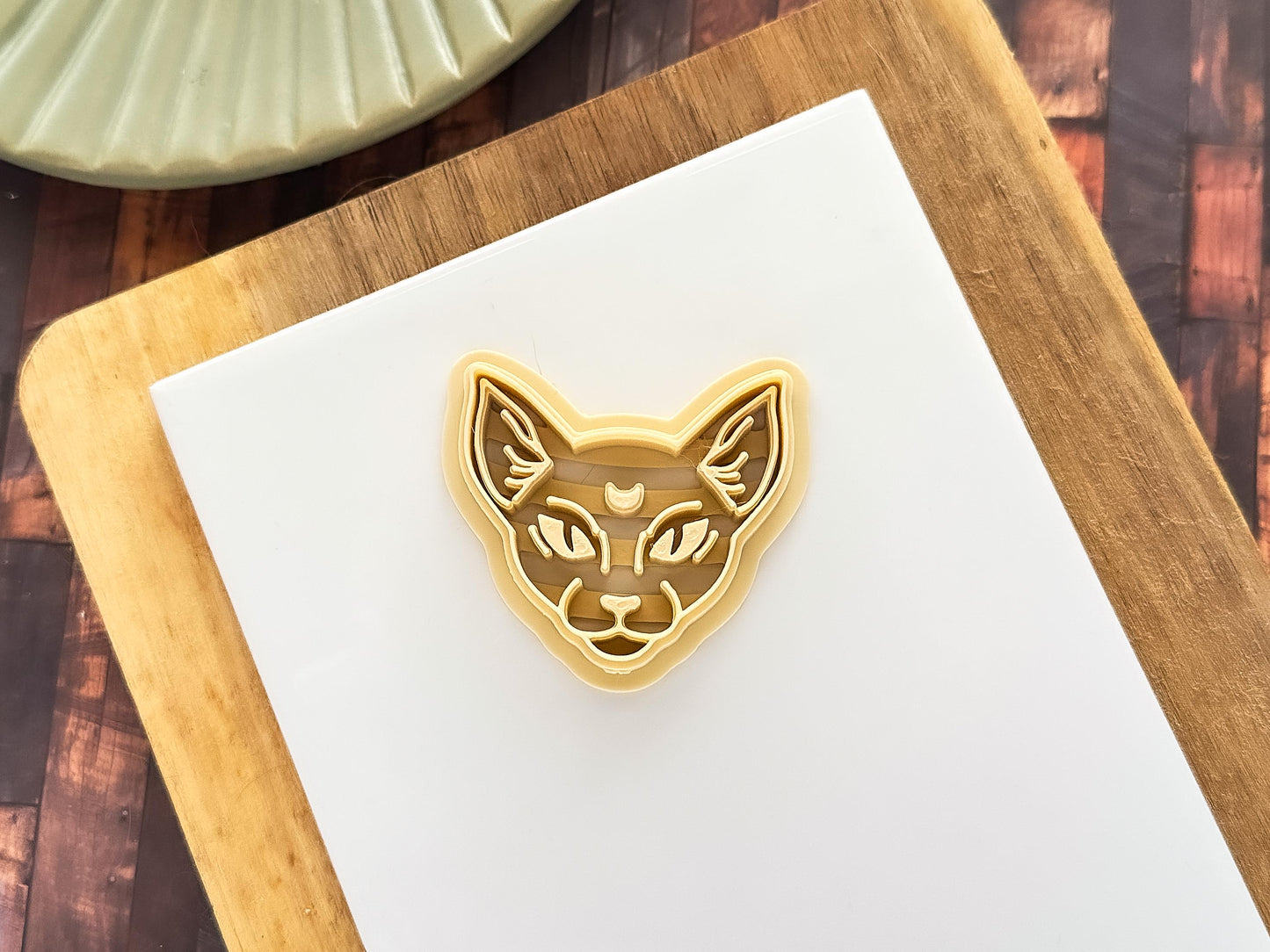 Mystical epyptian themed sphynx cat cutter for clay jewellery making and fondant cake decorating.