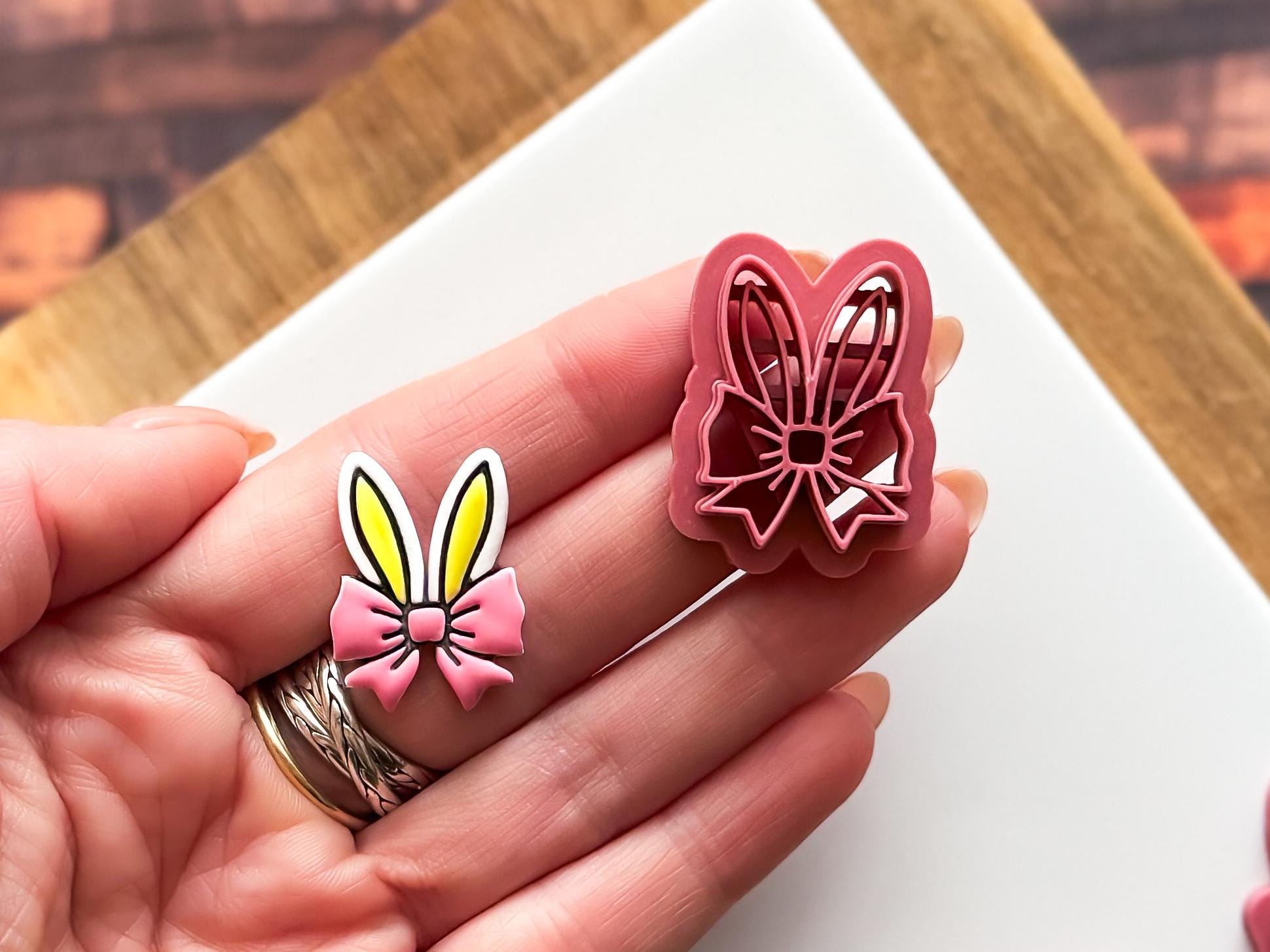 Easter Bunny Ear & Bow Cutter Set For Polymer Clay And Fondant-Easter Clay Cutters