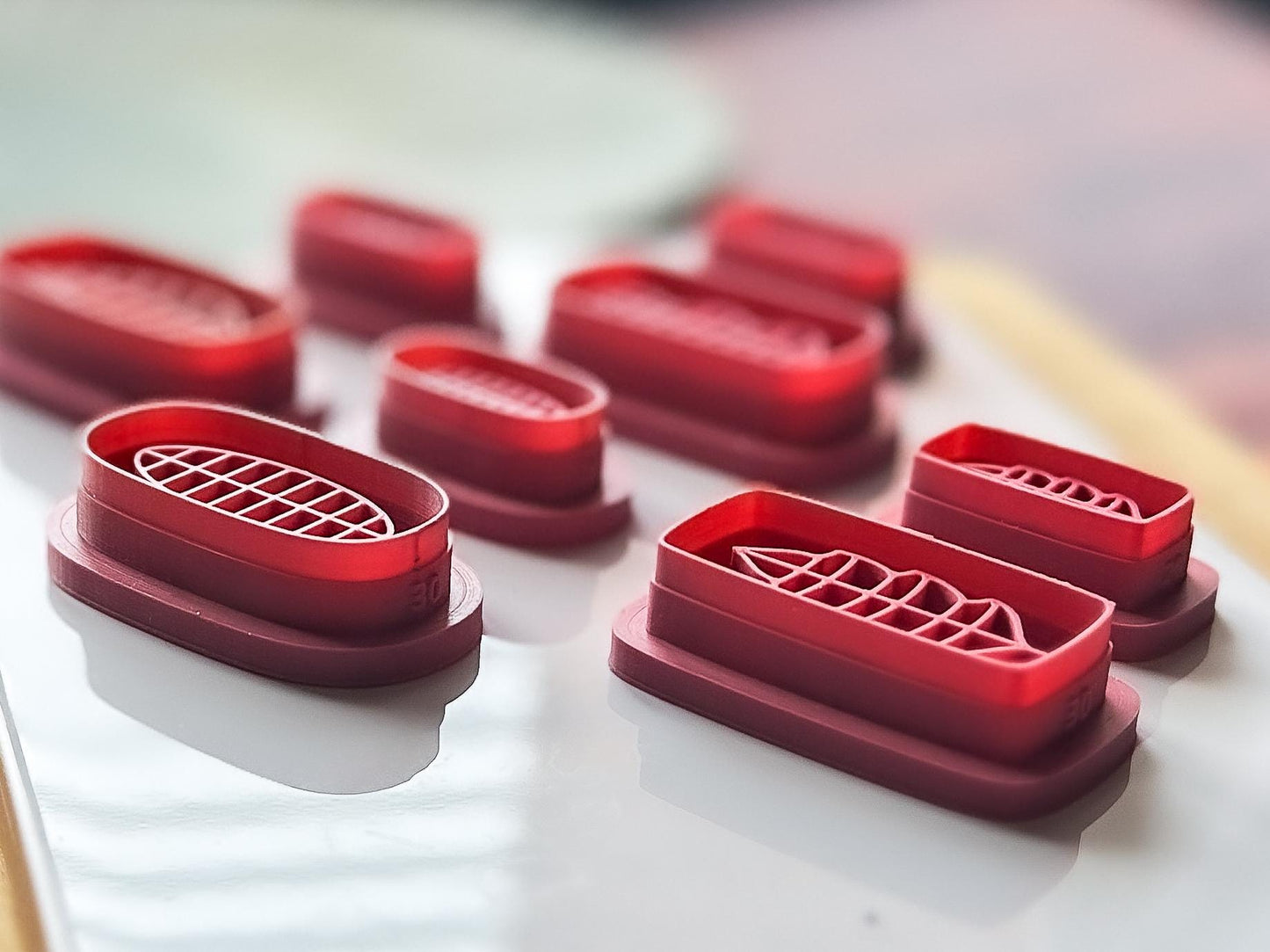 Framed Rectangular Leaf Clay Cutter Set, 4 Shapes & 4 Different Leaves-Animal & Nature Cutters