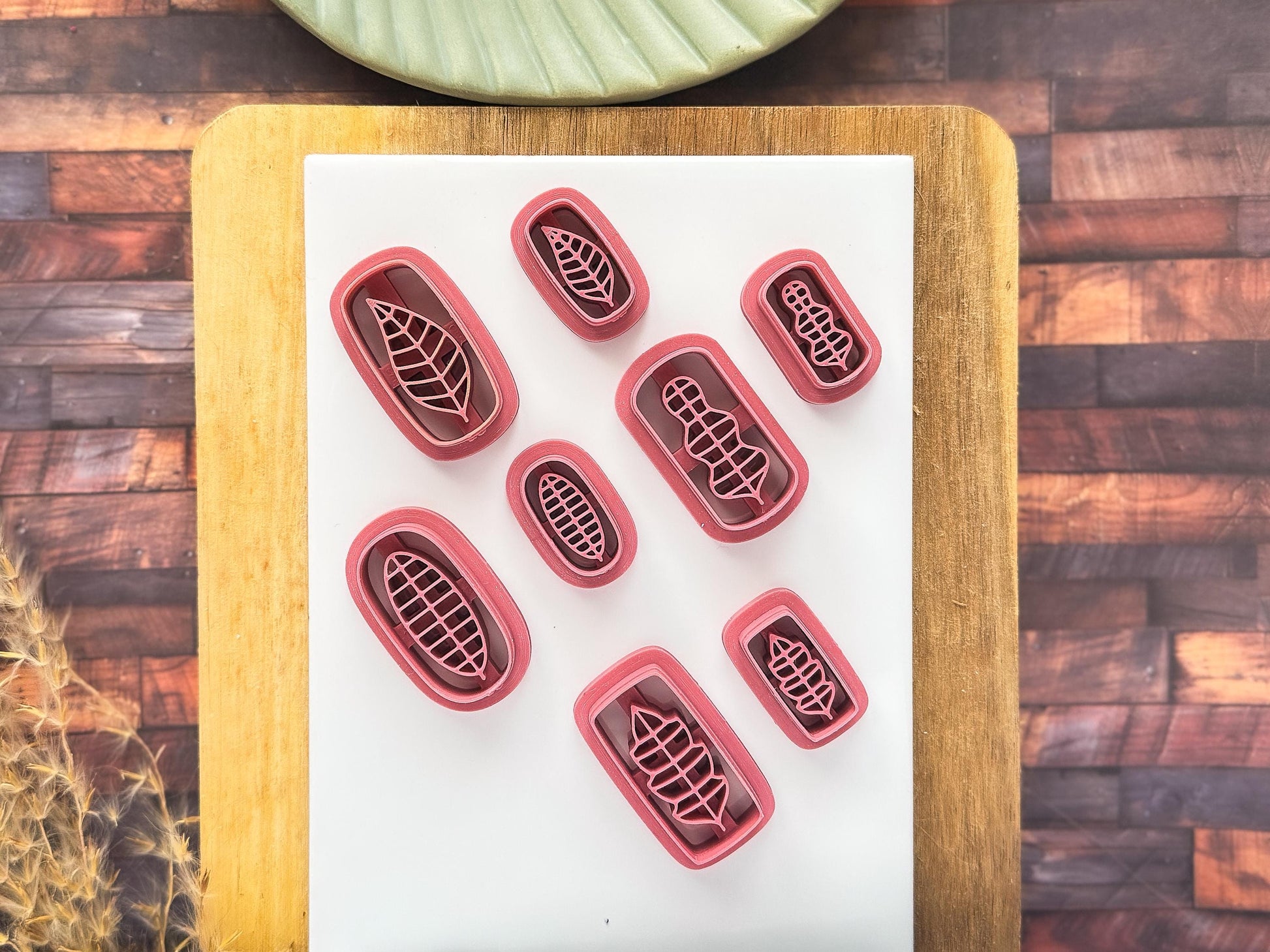 Framed Rectangular Leaf Clay Cutter Set, 4 Shapes & 4 Different Leaves-Animal & Nature Cutters