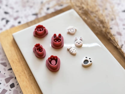 Set of 4 miniature Easter spring shape cutters for polymer clay stud earrings 1.5cm size