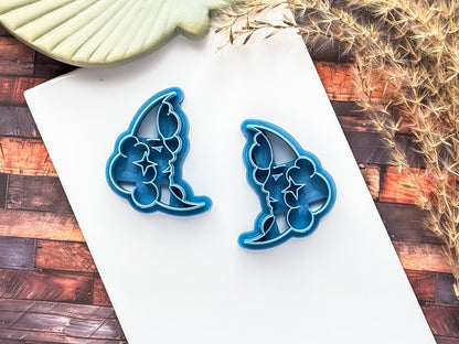 Gothic moon face clay cutter by Fabled Cutters traditional tattoo style witchy design