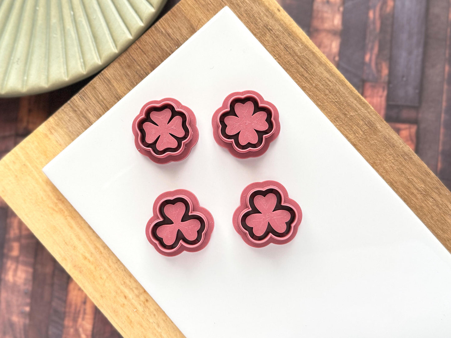 Debossing Clover Leaf Clay Cutter Set, Mixture of 4 Leaf & 3 Leaf Designs-Animal & Nature Cutters