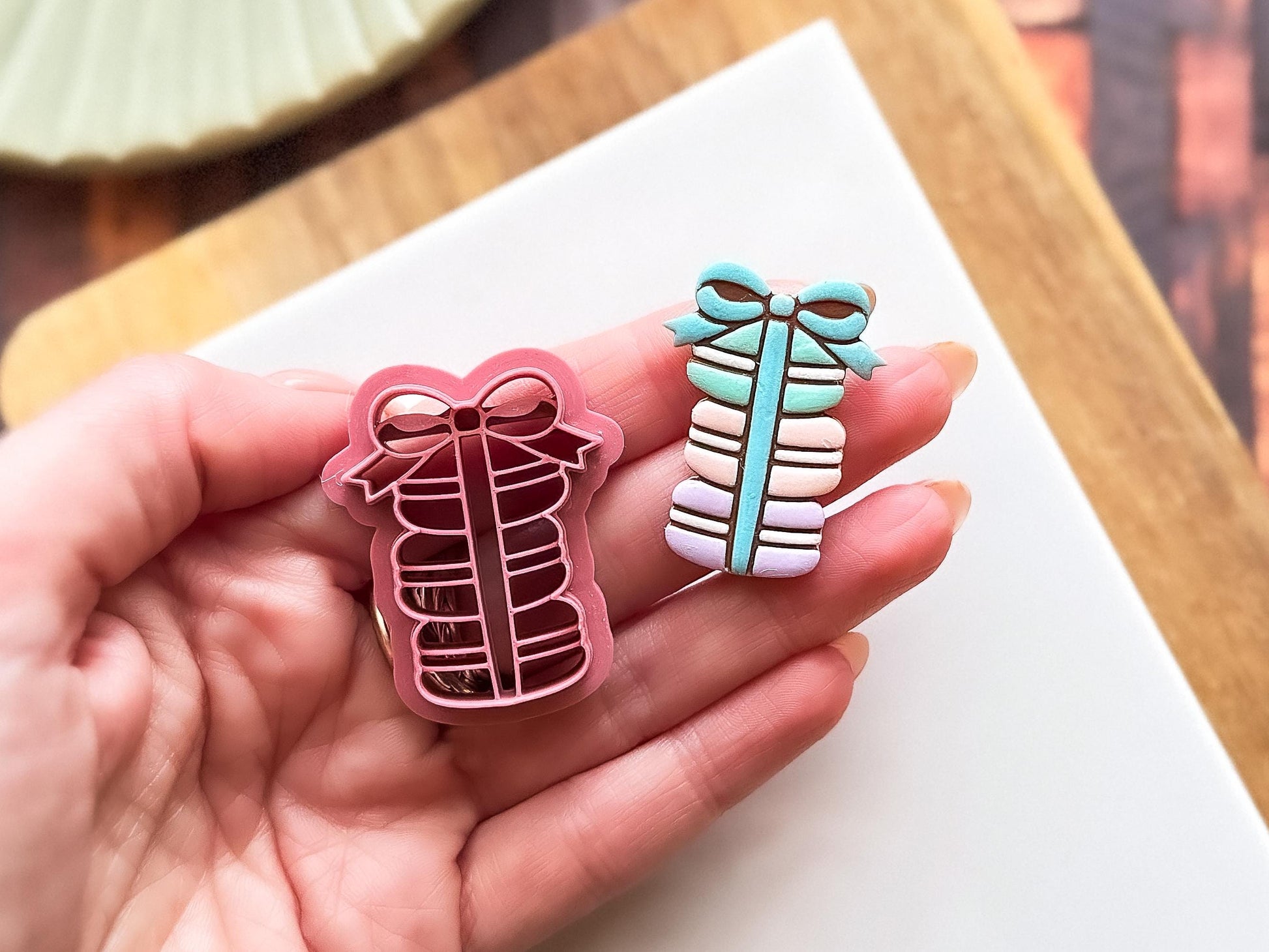 Macaron Stack Clay Cutter, Triple Layer With Bow, Dessert Themed Polymer Clay & Fondant Tool-Food Themed Clay Cutters