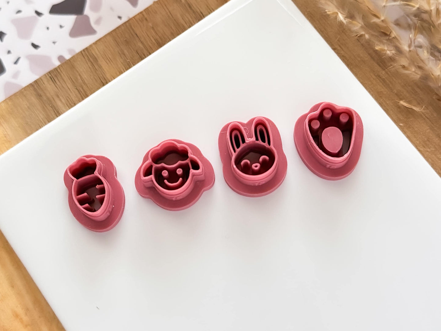 Mini carrot and bunny clay cutter set 10mm tall for polymer clay craft