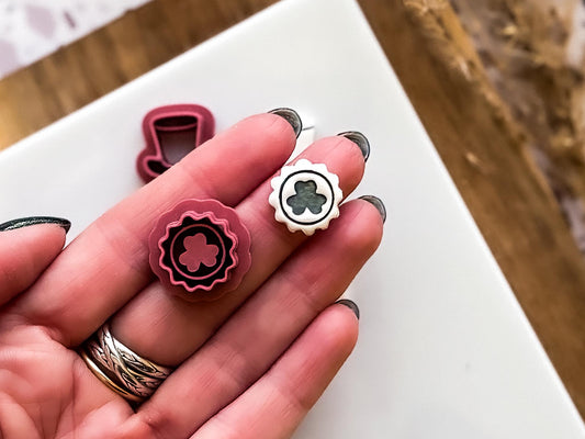 Irish themed miniature clay cutters by Fabled Cutters 1.5cm St Patrick's Day stud earrings