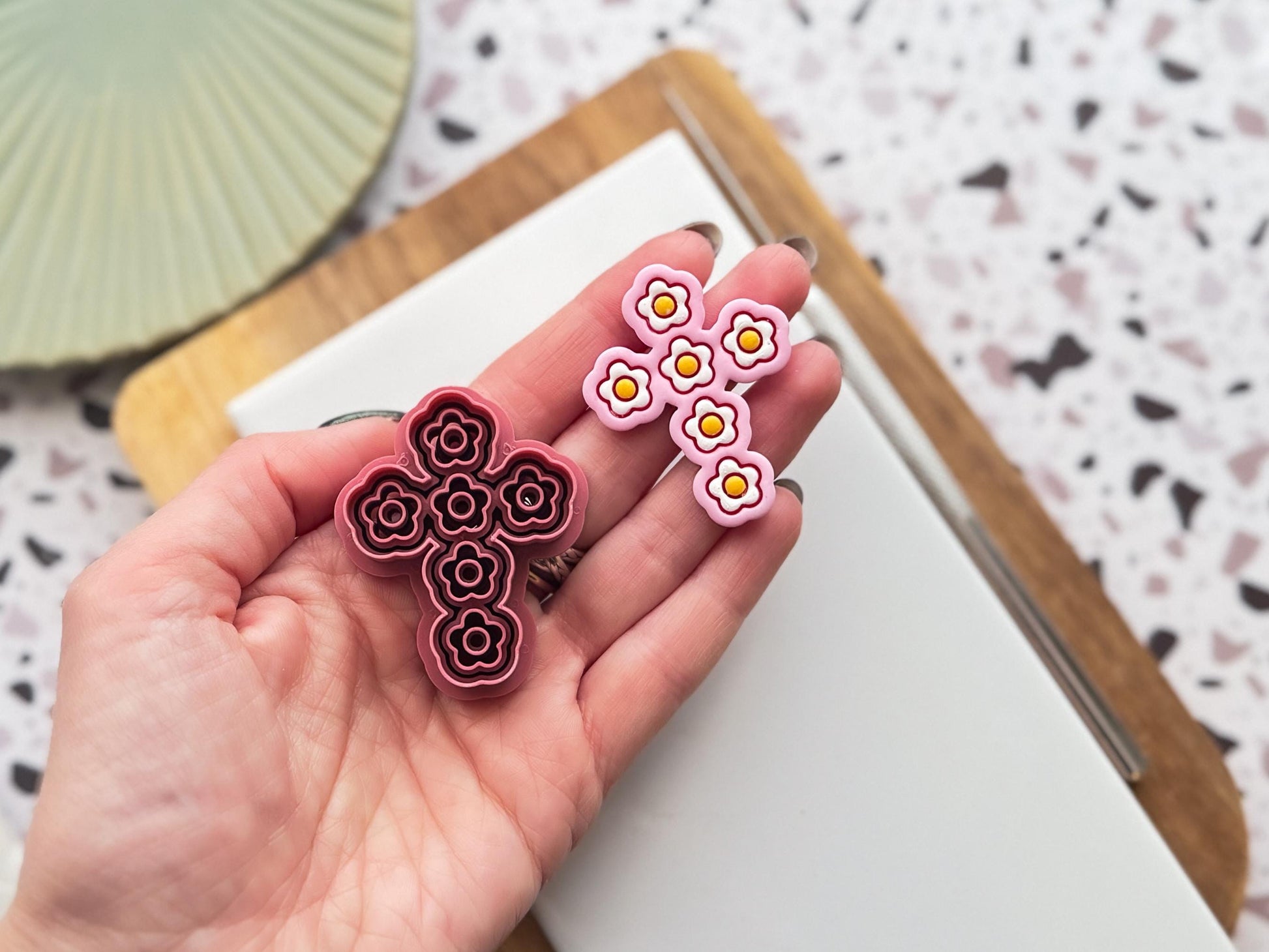 Daisy Flower Cross Clay Cutter For Polymer Clay Earring Making and Fondant Crafts-Floral Clay Cutters