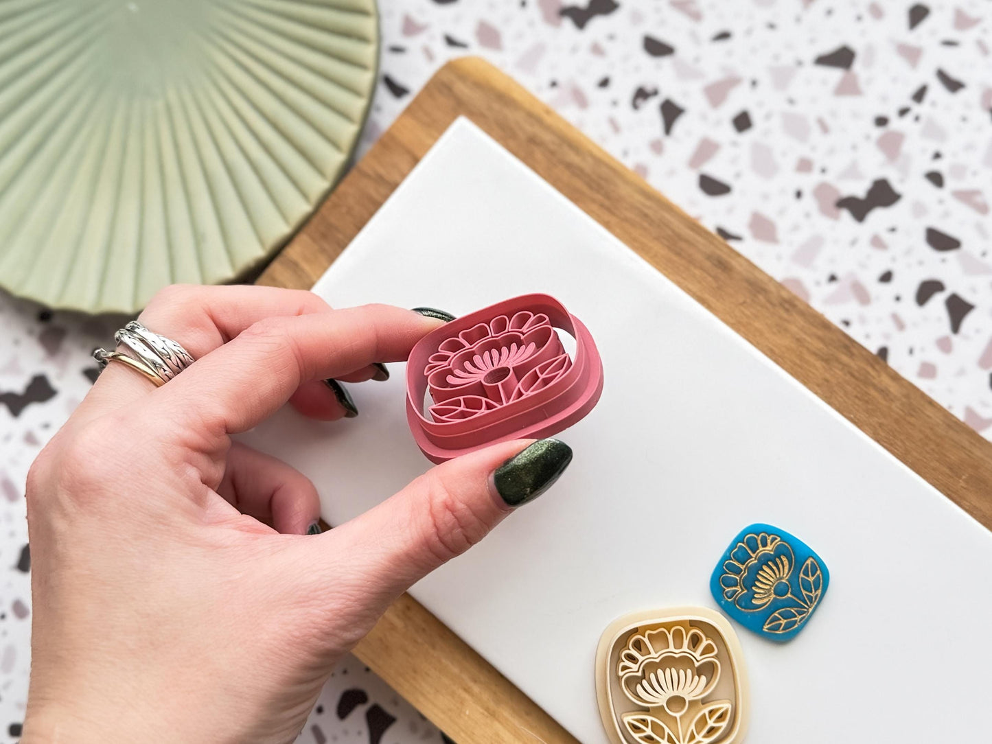 Boho Floral Square Clay Cutter - Folk Art Style Flower Polymer Clay Jewellery & Fondant Tool-Boho Clay Cutters