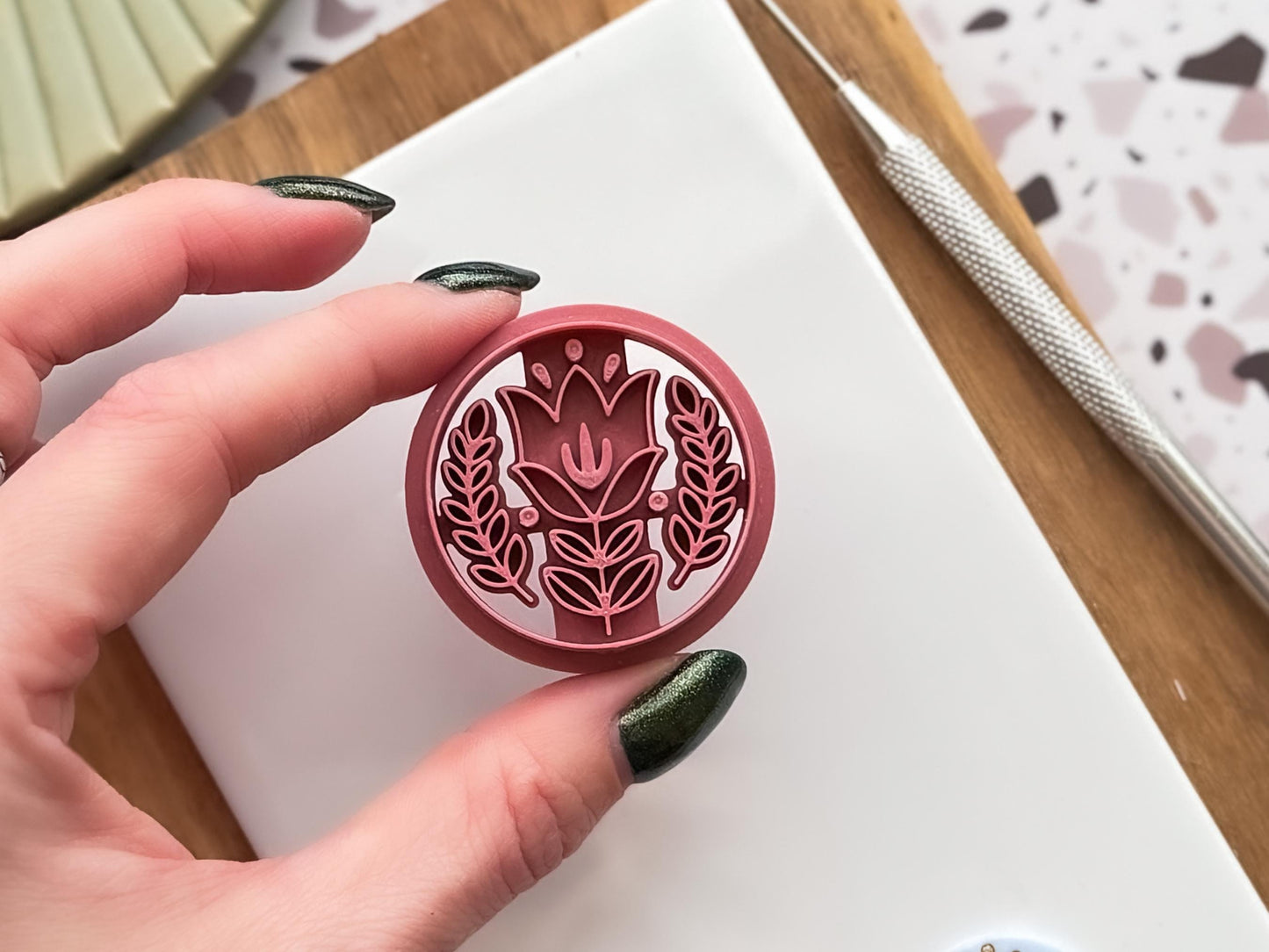 Boho Floral Square Clay Cutter - Folk Art Style Flower Polymer Clay Jewellery & Fondant Tool-Boho Clay Cutters