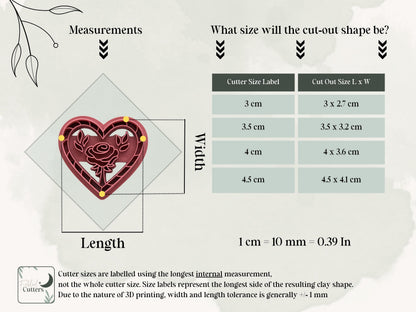 Decorative Heart Cutter With A Rose Centre, For Cutting Polymer Clay & Fondant-Floral Clay Cutters