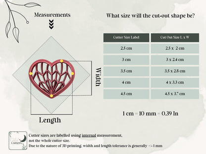 Art Deco Heart Cutter, Geometric Design For Polymer Clay & Fondant-Art Deco Clay Cutters