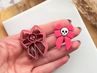 Gothic Bow Clay Cutter 1, Skull Ribbon Polymer Clay And Fondant Tool-Gothic Clay Cutters