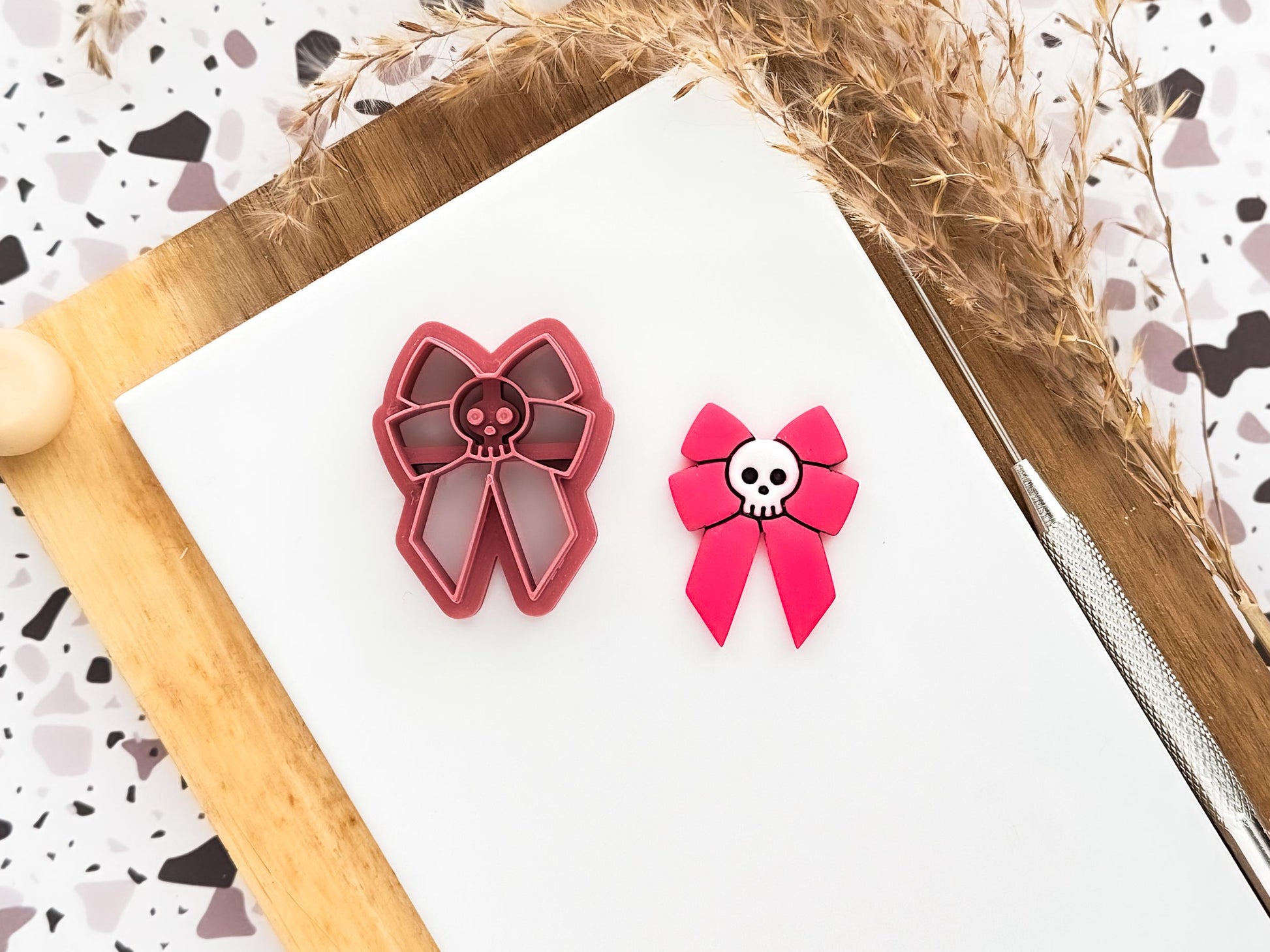 Gothic Bow Clay Cutter 1, Skull Ribbon Polymer Clay And Fondant Tool-Gothic Clay Cutters