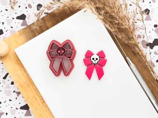 Gothic Bow Clay Cutter 1, Skull Ribbon Polymer Clay And Fondant Tool-Gothic Clay Cutters