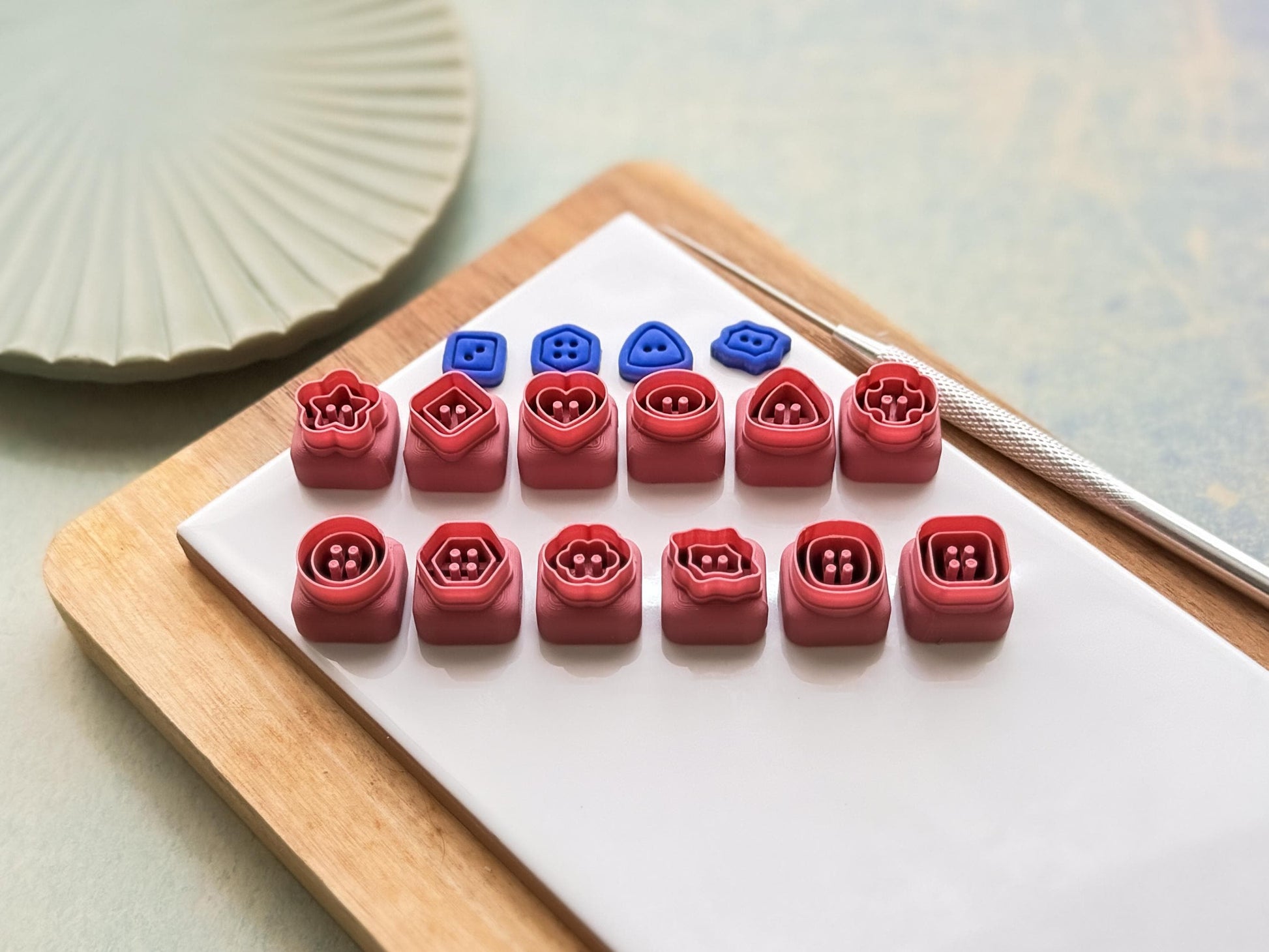 Button Clay Cutters, Mini Mixed Shapes For Making Earrings and Decorations, 12 Designs-Miniature / Stud Cutters