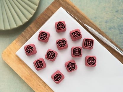 Button Clay Cutters, Mini Mixed Shapes For Making Earrings and Decorations, 12 Designs-Miniature / Stud Cutters