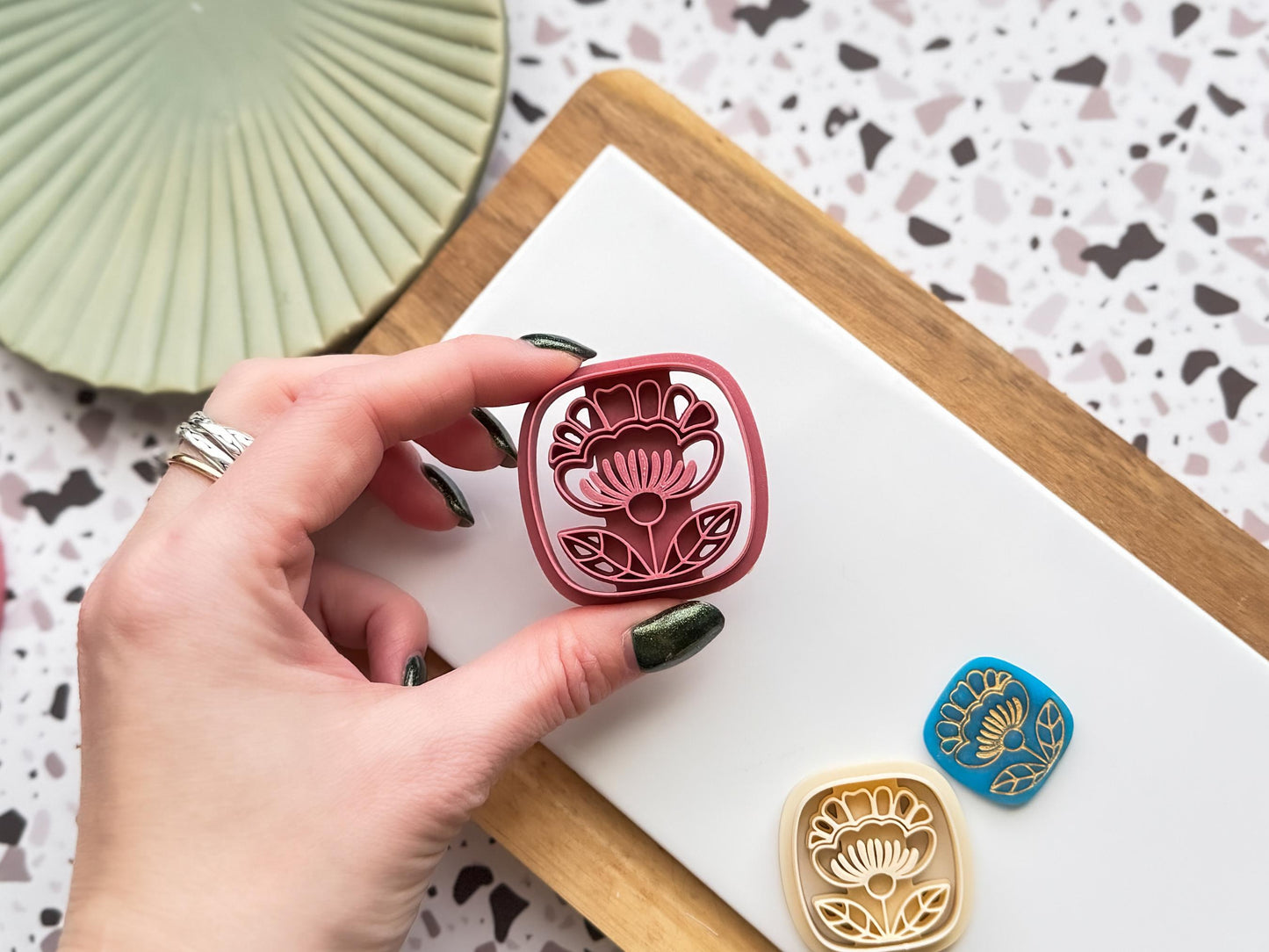 Boho Floral Square Clay Cutter - Folk Art Style Flower Polymer Clay Jewellery & Fondant Tool-Boho Clay Cutters
