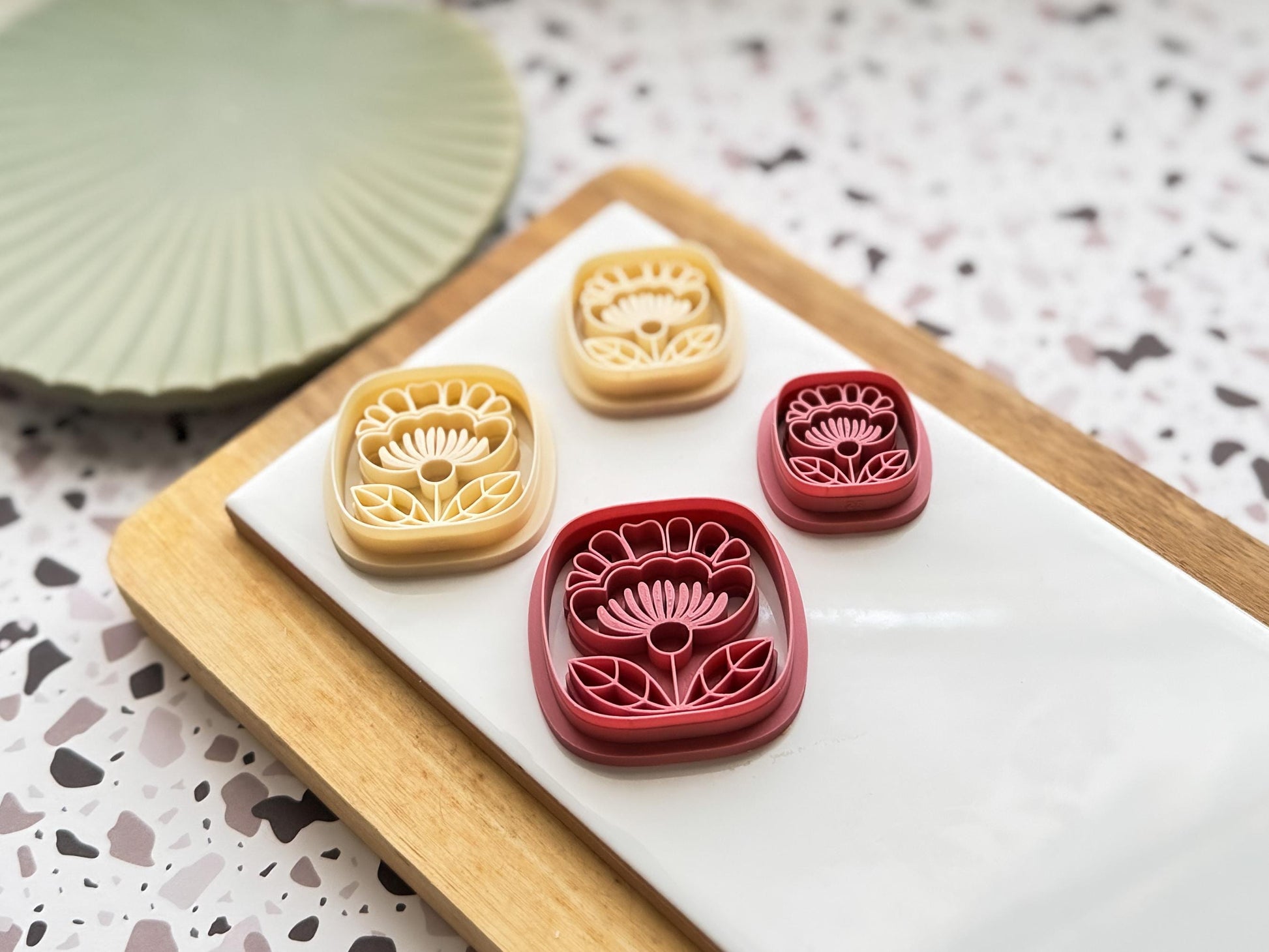 Boho Floral Square Clay Cutter - Folk Art Style Flower Polymer Clay Jewellery & Fondant Tool-Boho Clay Cutters