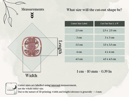 Boho Floral Square Clay Cutter - Folk Art Style Flower Polymer Clay Jewellery & Fondant Tool-Boho Clay Cutters