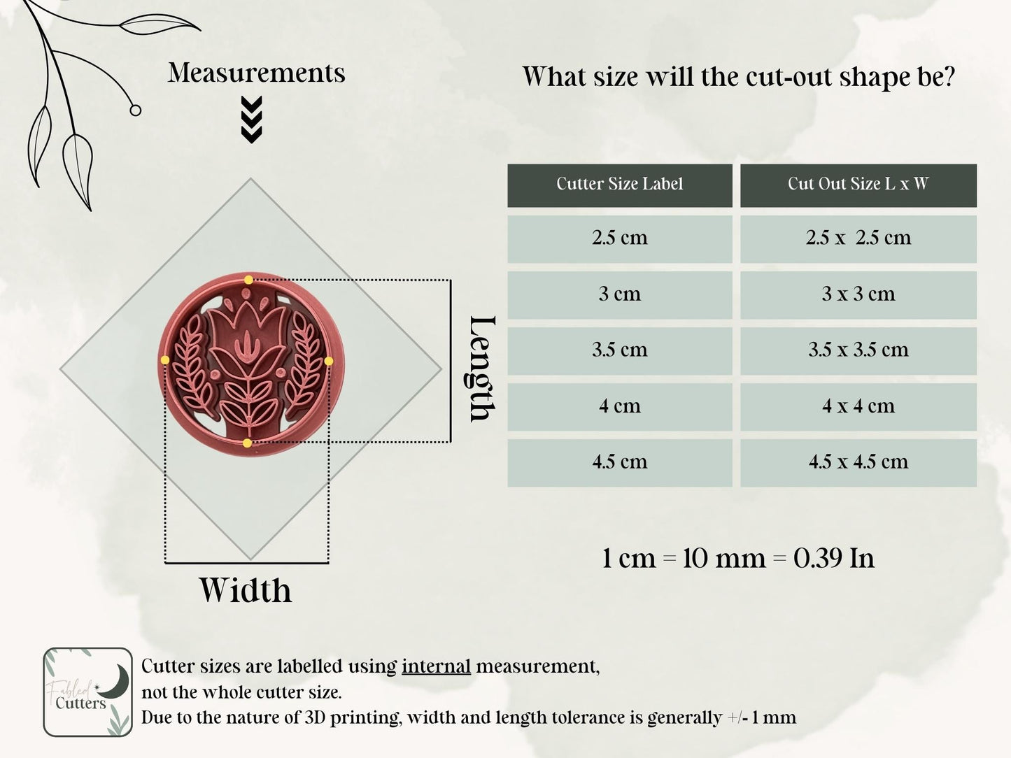 Boho circle clay cutter set – folk art flower design, made to order in the UK by Fabled Cutters