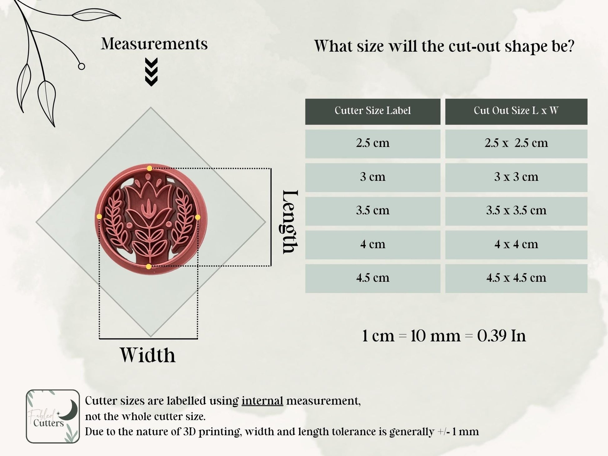 Boho circle clay cutter set – folk art flower design, made to order in the UK by Fabled Cutters