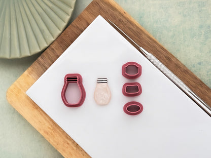 Jam Jar Cutter Set For Polymer Clay, 5 Jar Designs And 3 Labels-Food Themed Clay Cutters