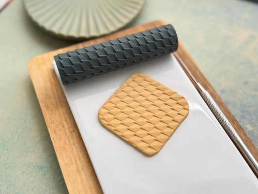 Sharp dragon scale texture roller for polymer clay – UK-made resin embossing roller by Fabled Cutters