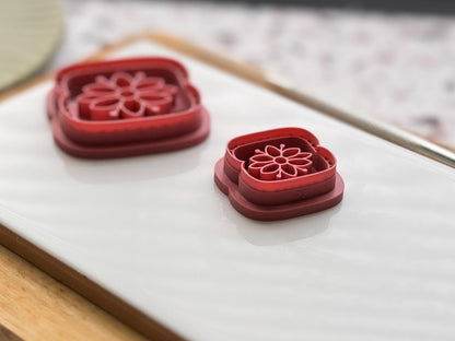 Folk Art Floral Rectangle Cutter- Boho Flower Polymer Clay Tool-Floral Clay Cutters