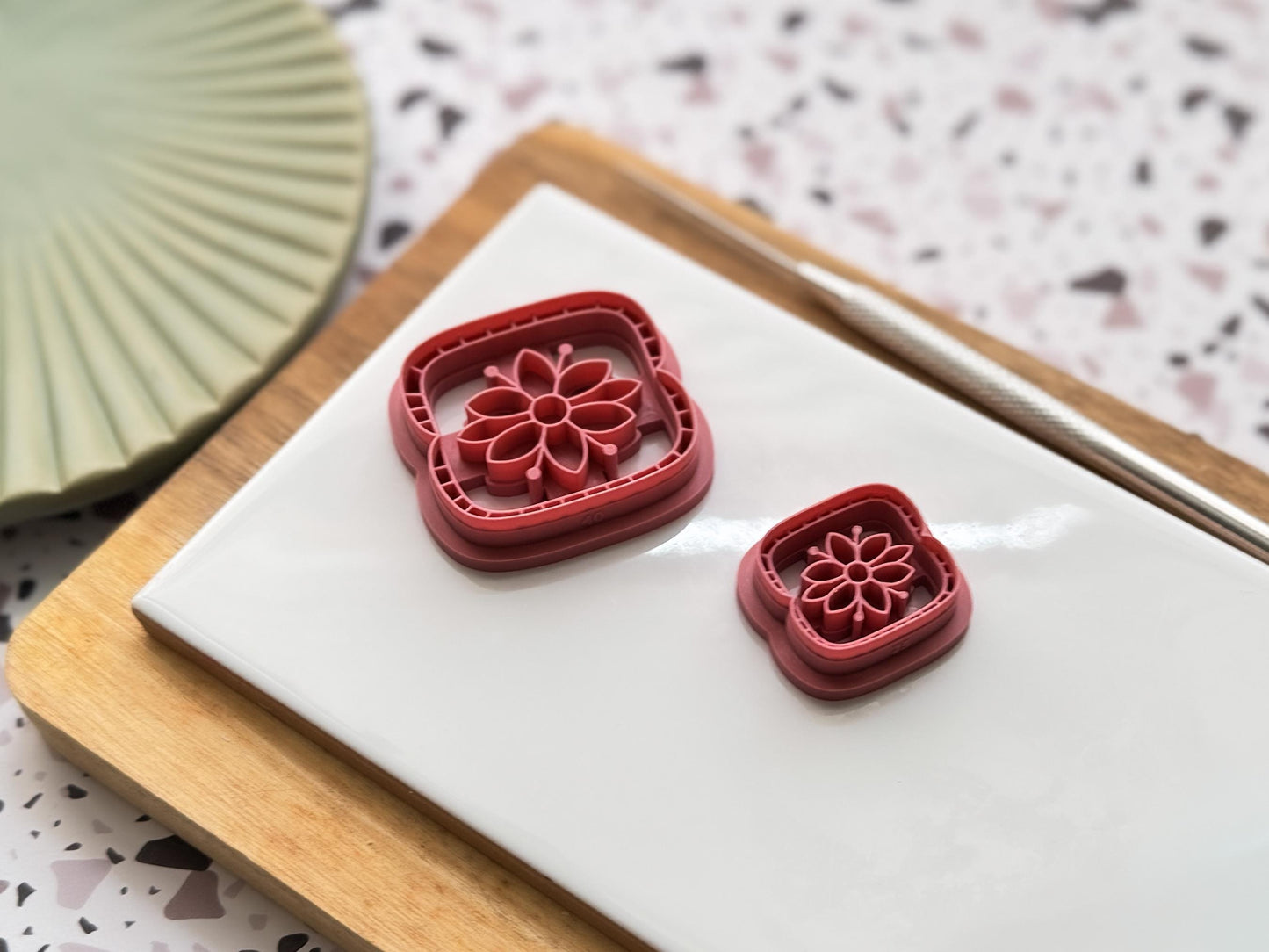 Folk Art Floral Rectangle Cutter- Boho Flower Polymer Clay Tool-Floral Clay Cutters
