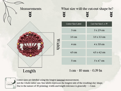 Folk Art Floral Round Cutter- Boho Flower Polymer Clay Tool-Floral Clay Cutters