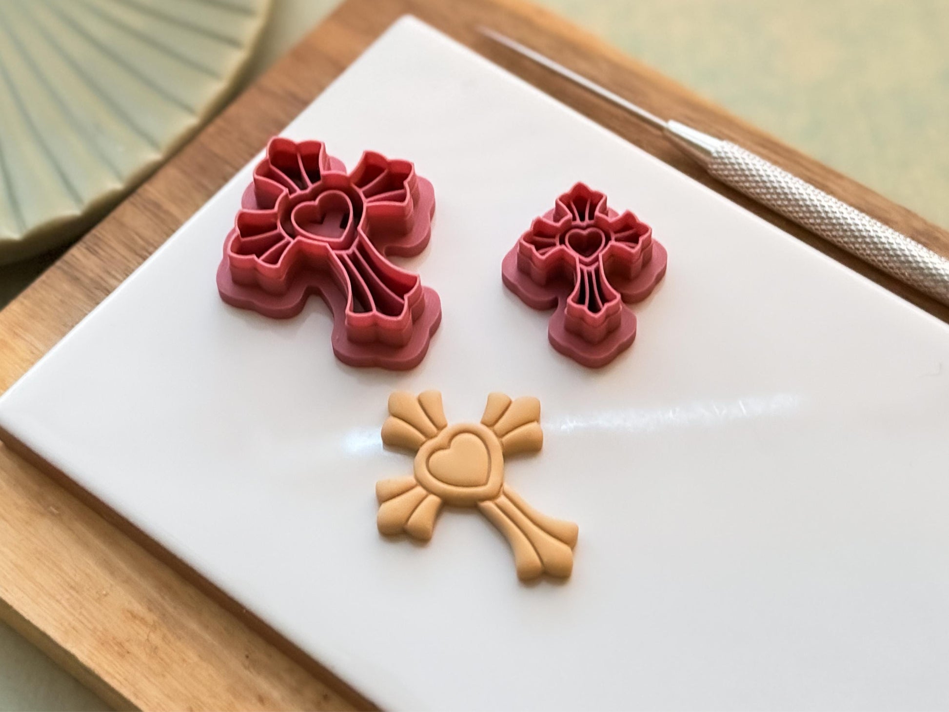 Cross Cutter With Heart, For Polymer Clay & Fondant, Available in 5 Sizes-Misc