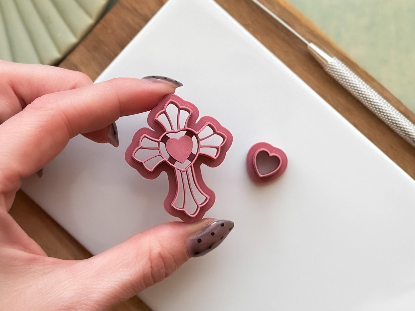 Cross Clay Cutter With Bezel Heart, For Polymer Clay & Fondant, Available in 5 Sizes-Misc